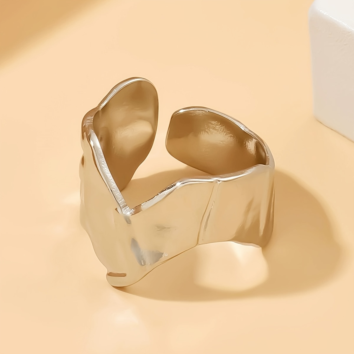 Vintage Embossed Stainless Steel Open Ring